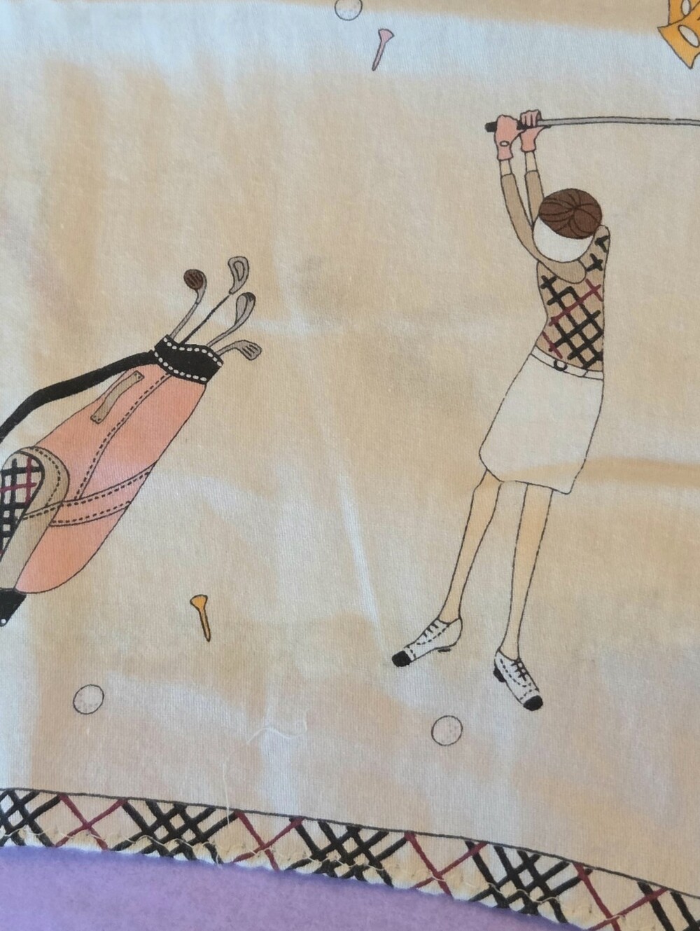 Burberry Golf Print Handkerchief 19" Hanky Lady Golfer Bandana Pocket Square - Picture 6 of 14